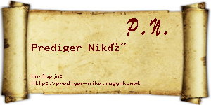 Prediger Niké névjegykártya